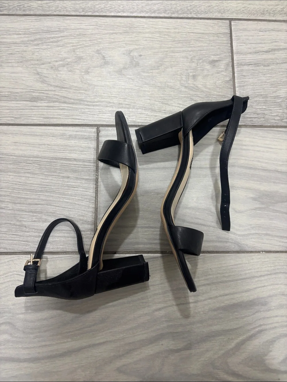 Nine West Black Open-Toe Ankle-Strap Heels